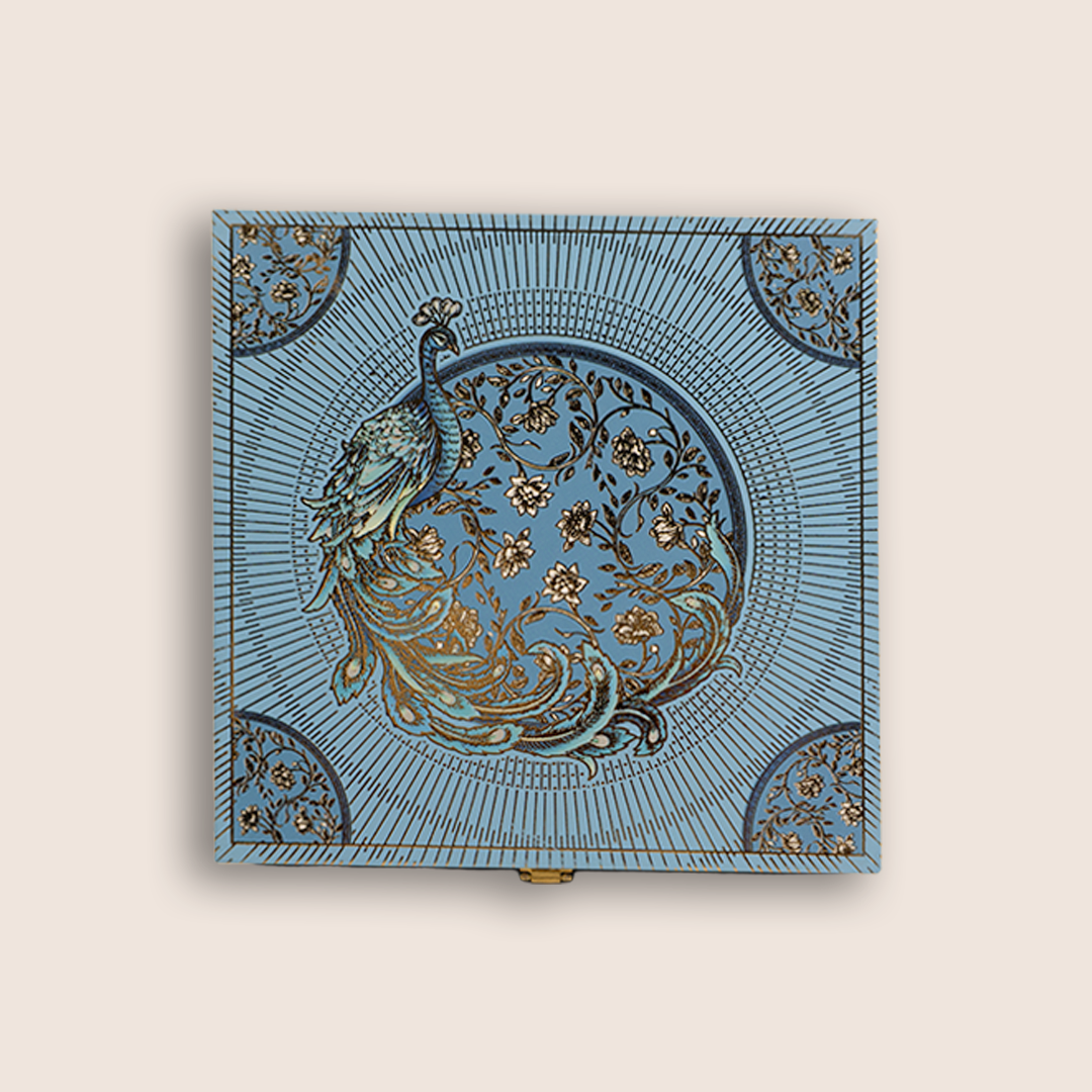 Blue Floral Peacock Luxury Sweet Jar Box - KBX27014