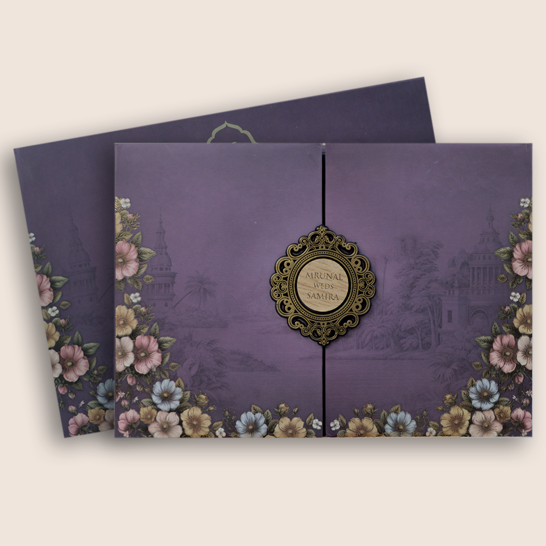 Purple Door Style Floral Wedding Card - KVN07860