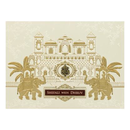 White Palace Elephant Wedding Card - KRE28620