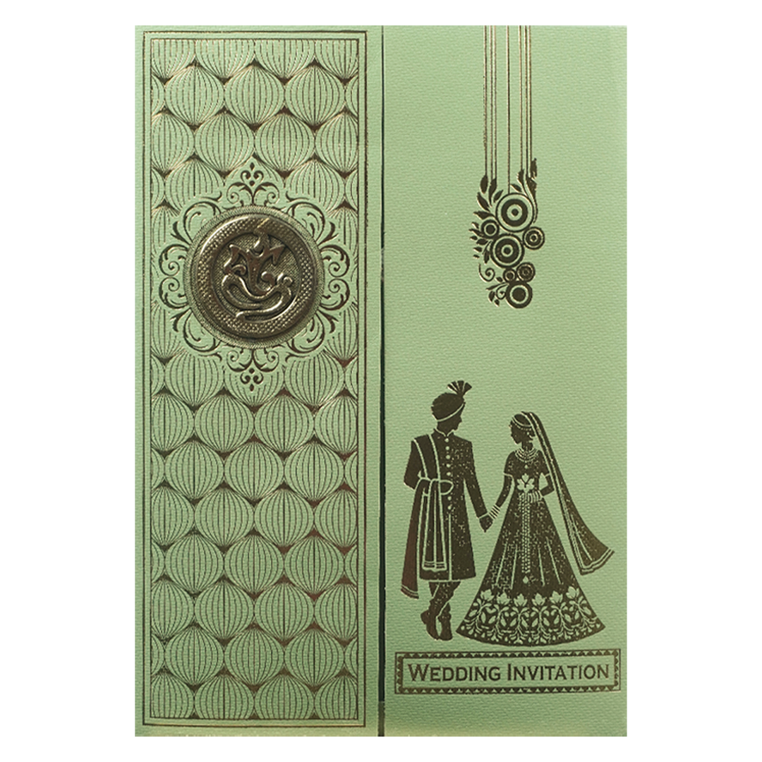 Sage Green Gold Couple Wedding Card-KNCM045N