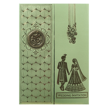 Sage Green Gold Couple Wedding Card-KNCM045N