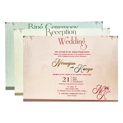 Palace Elephant Padded Wedding Card-KSH72200