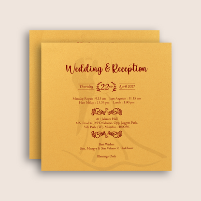 Elegant Red Handmade Paper Wedding Card - KPR07400