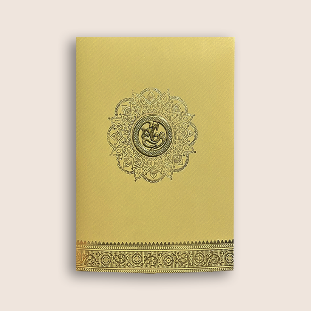 Gold Floral Mandala Design Wedding Card - KNCM026GG