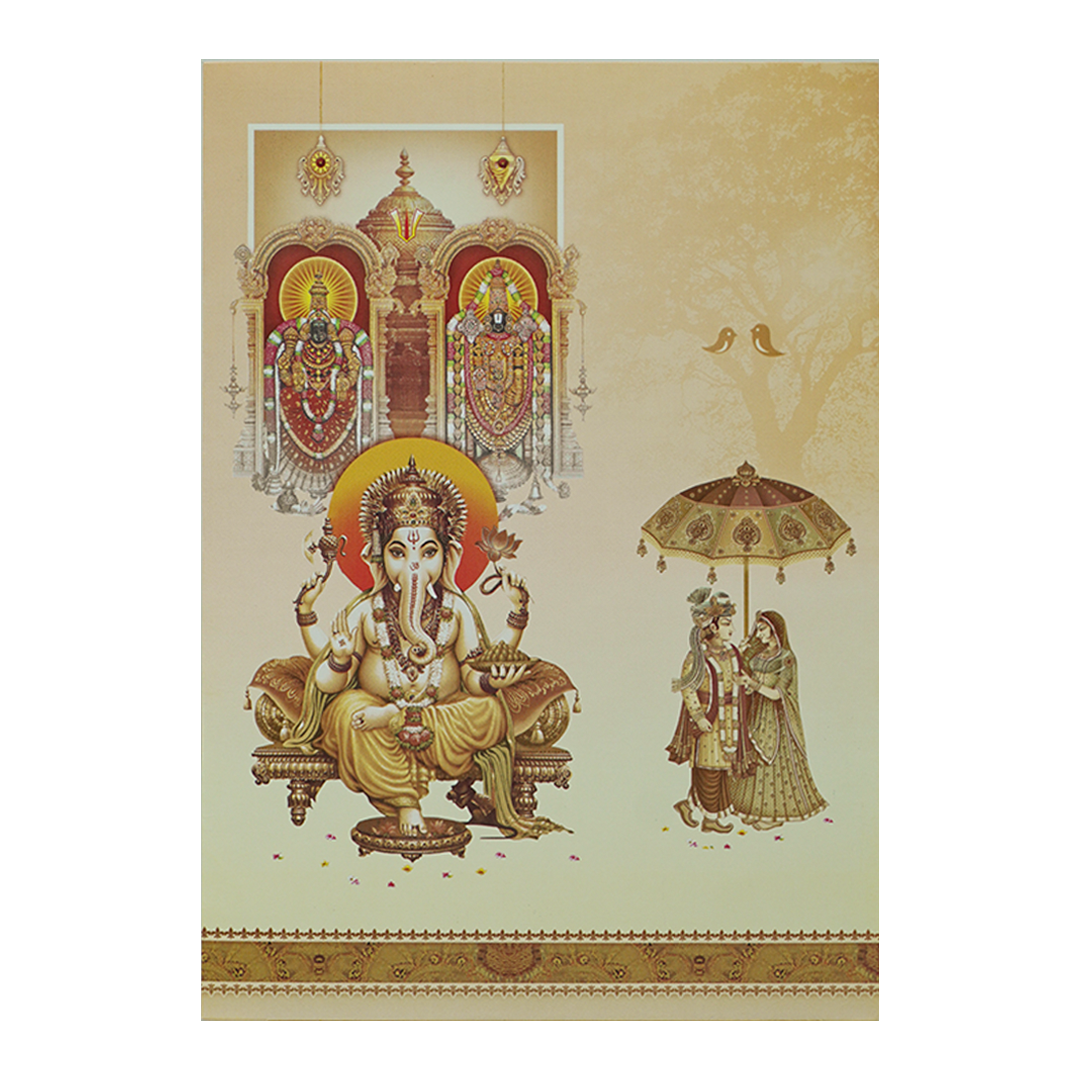 Cream Balaji Padmavathi Wedding Card-KNEP1605