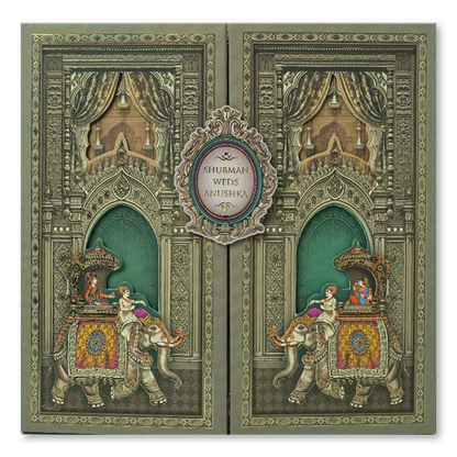 Royal Palace Door Style Padded Wedding Card - KRB09870
