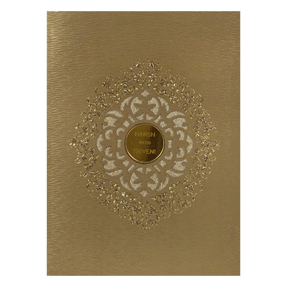 Gold laser-cut embossed floral mandala Wedding Card-KSI64950