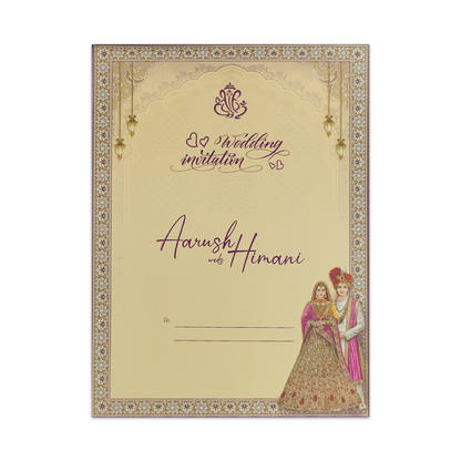 Palace Arch Royal Couple Wedding Card-KSH72380
