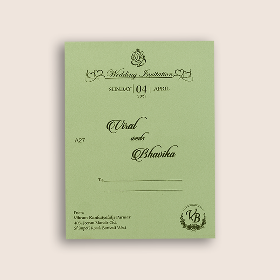 Pista Green Floral Wedding Invitation - KMARA270
