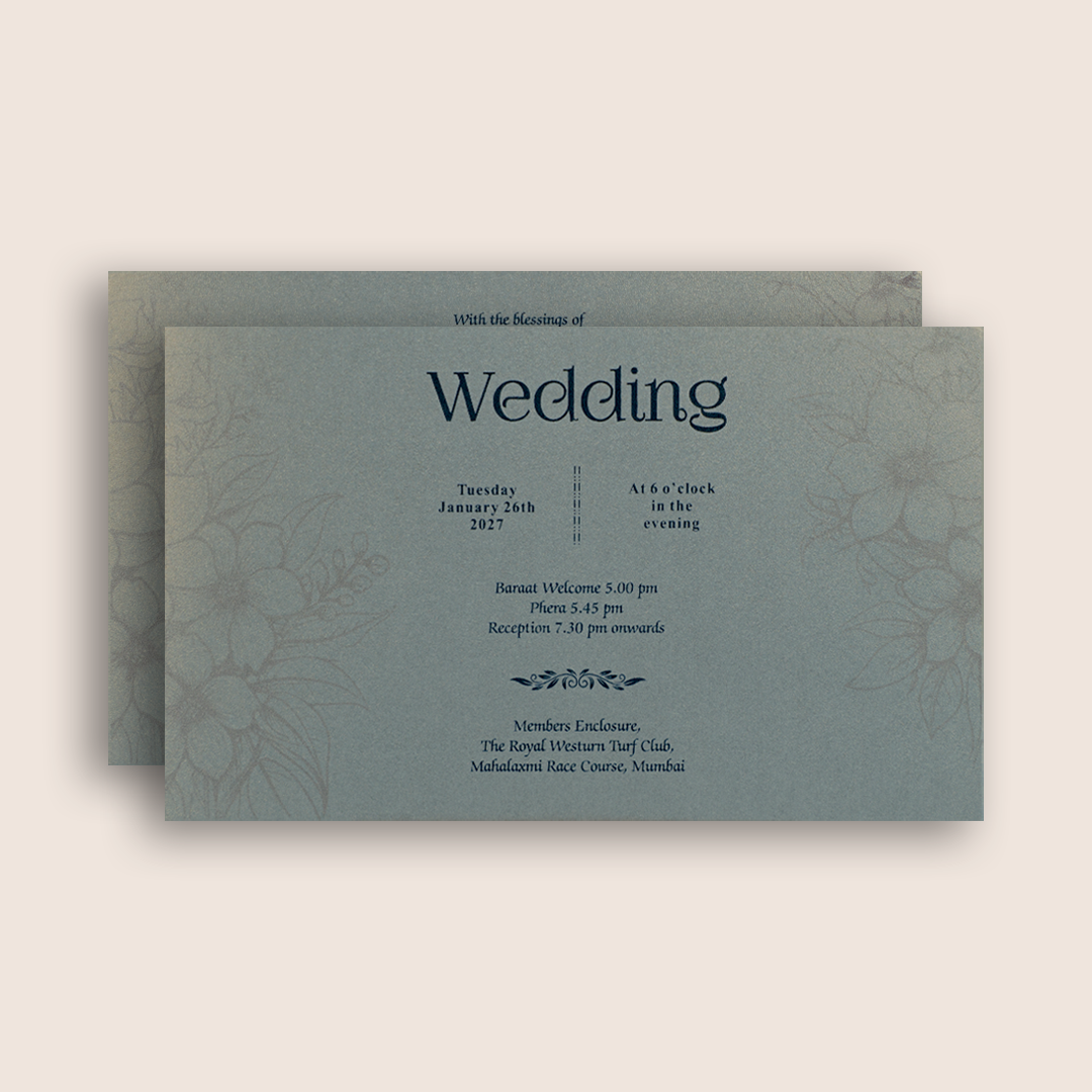 Dark Blue Handmade Paper Marriage Card - KPR07430