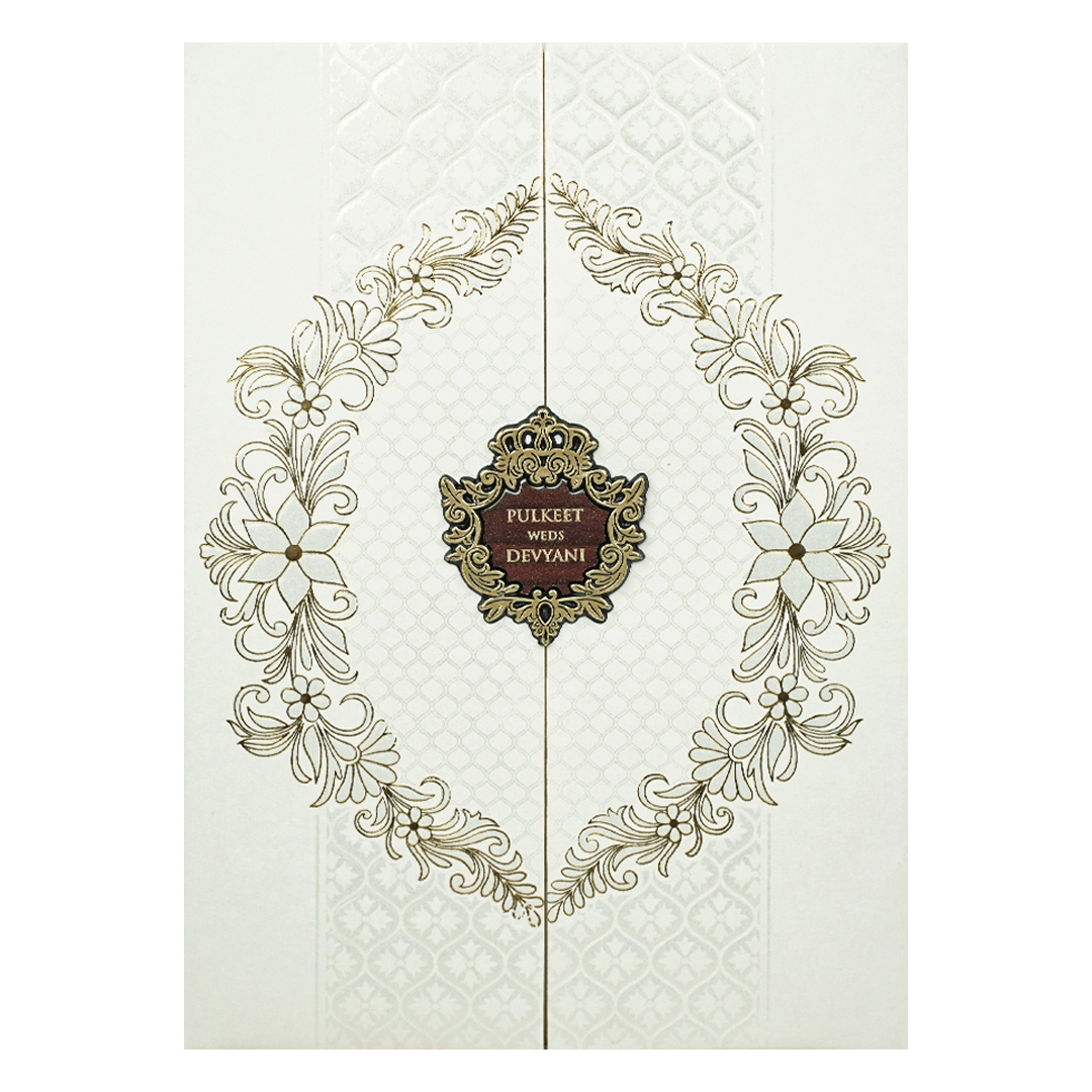 White Door Style Padded Wedding Card-KJTS1720