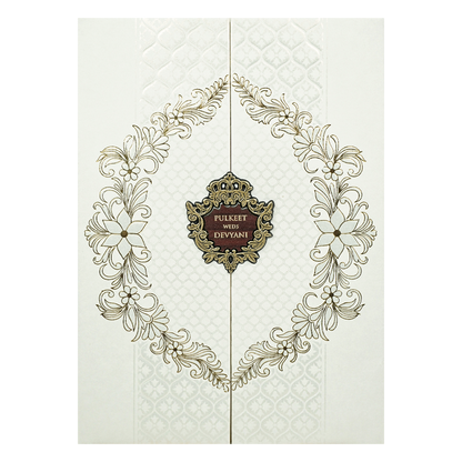 White Door Style Padded Wedding Card-KJTS1720