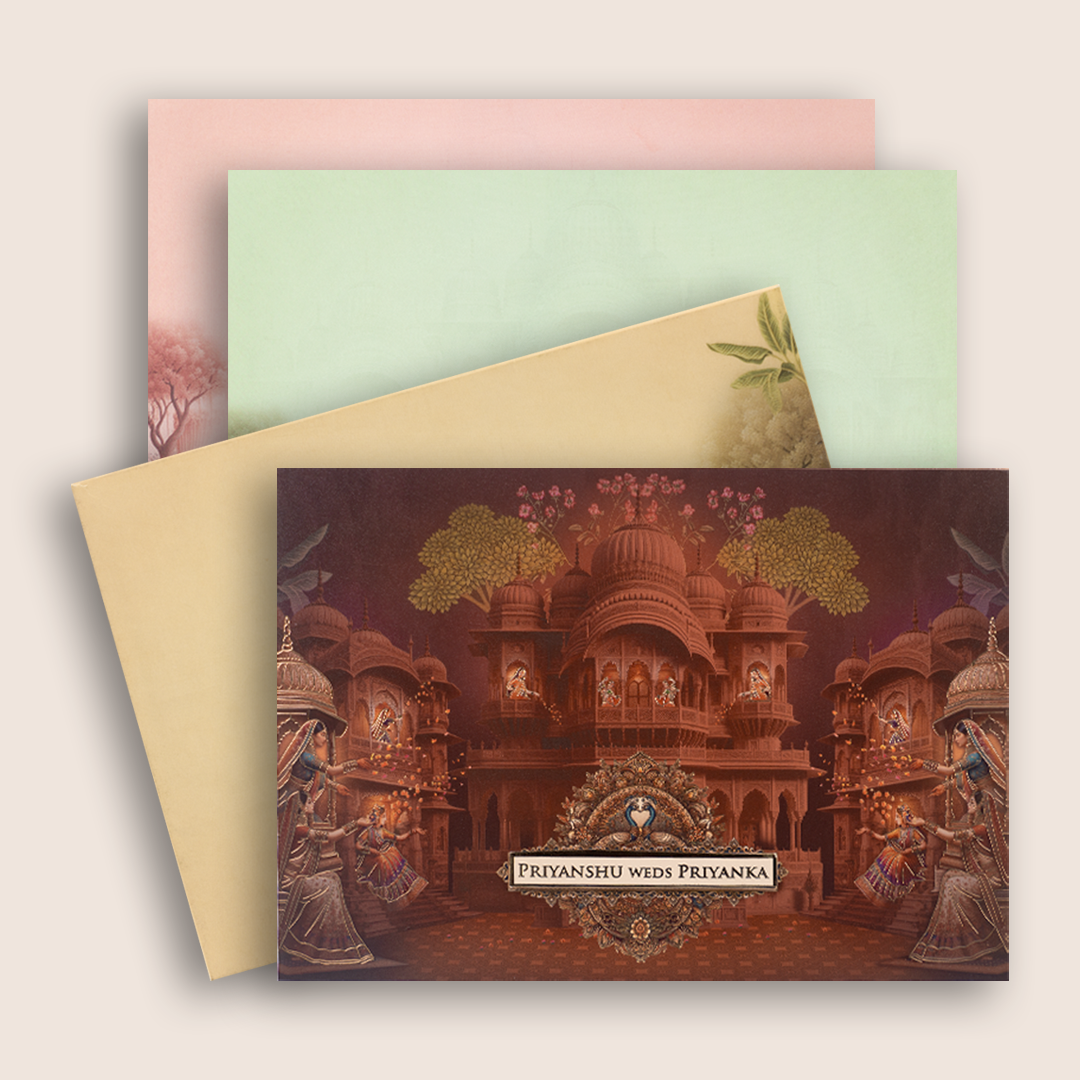 Brown Royal Palace Wedding Card - KAA05330