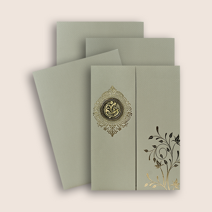 Grey Floral Door-Style Invitation Card - KNKTGY029