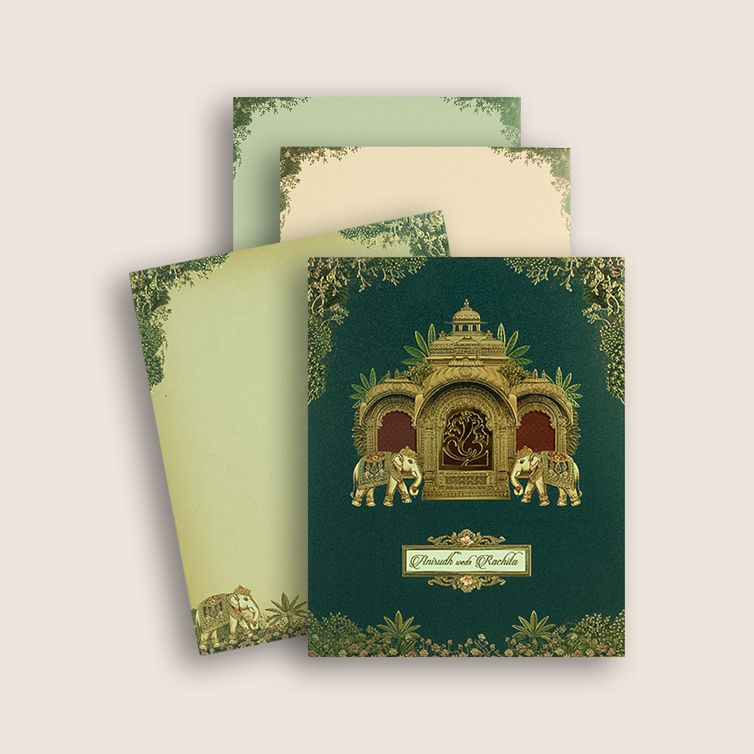 Royal Blue Padded Elephant Wedding Card - KAA05750