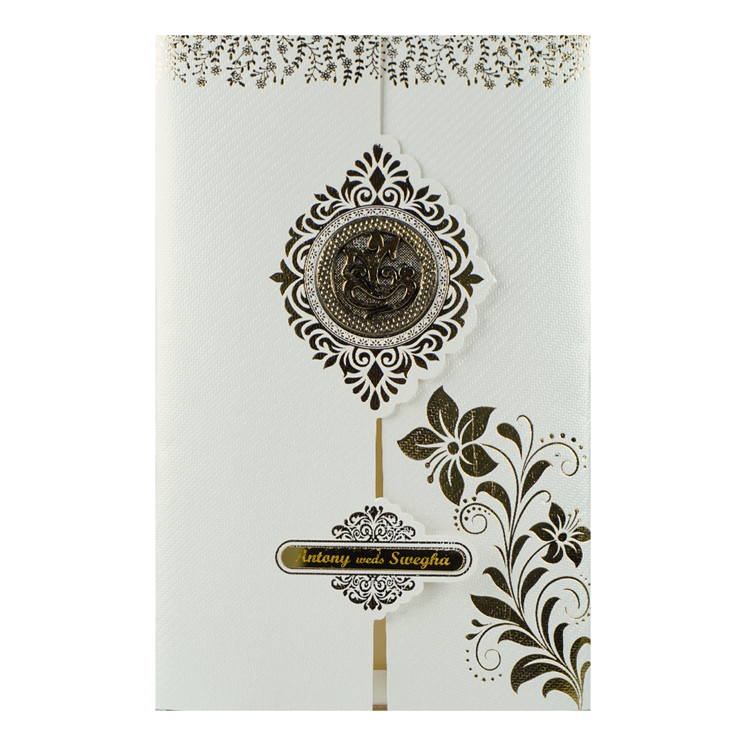 Silver Gold Floral Wedding Card-KNKTW049