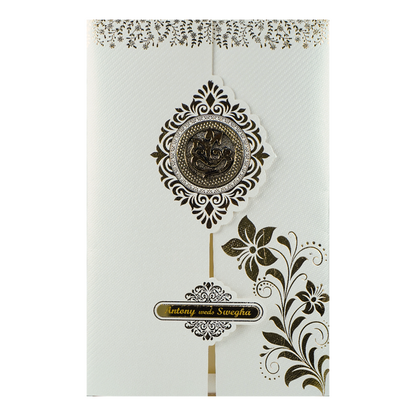 Silver Gold Floral Wedding Card-KNKTW049