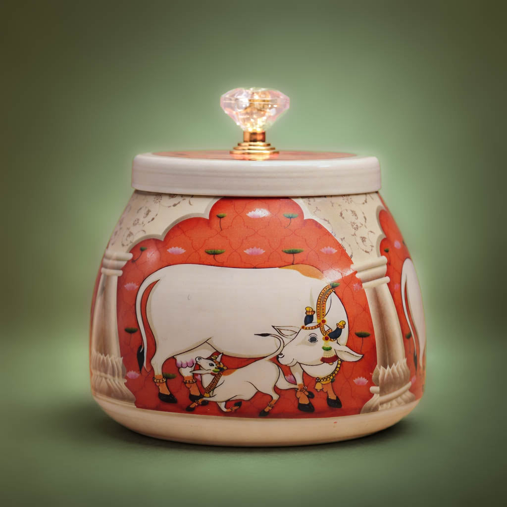 Orange Arch Cow Decorative Small Jar-GDS0193