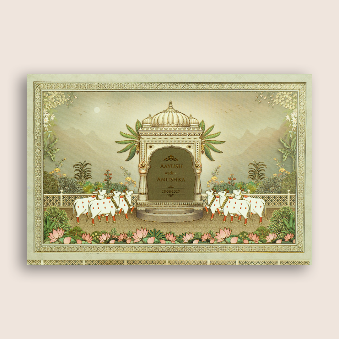 Grey Jharokha Kamadhenu Wedding Invitation Card- KSH27120