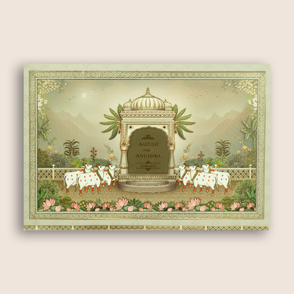 Grey Jharokha Kamadhenu Wedding Invitation Card- KSH27120