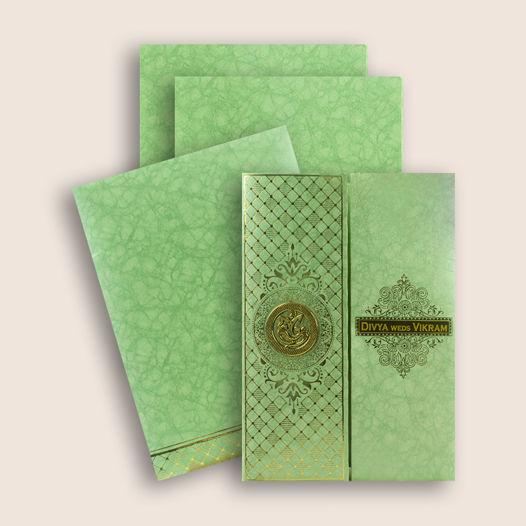 Green Door Style Wedding Card-KNKR040N