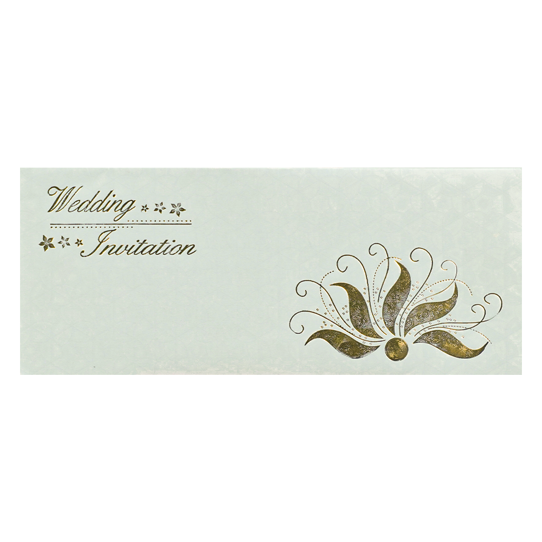 White Gold Foil Floral Wedding Card-KNK3686