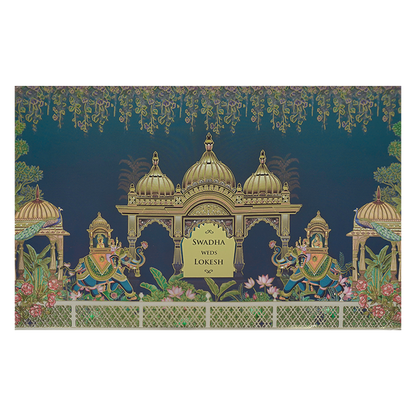 Check out this royal blue padded wedding card at best price.WhatsApp Support |Express Delivery.