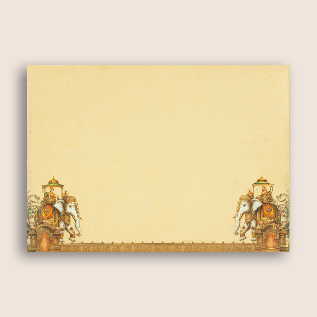 Cream Padded Elephant Door Style Wedding Card - KAA06060