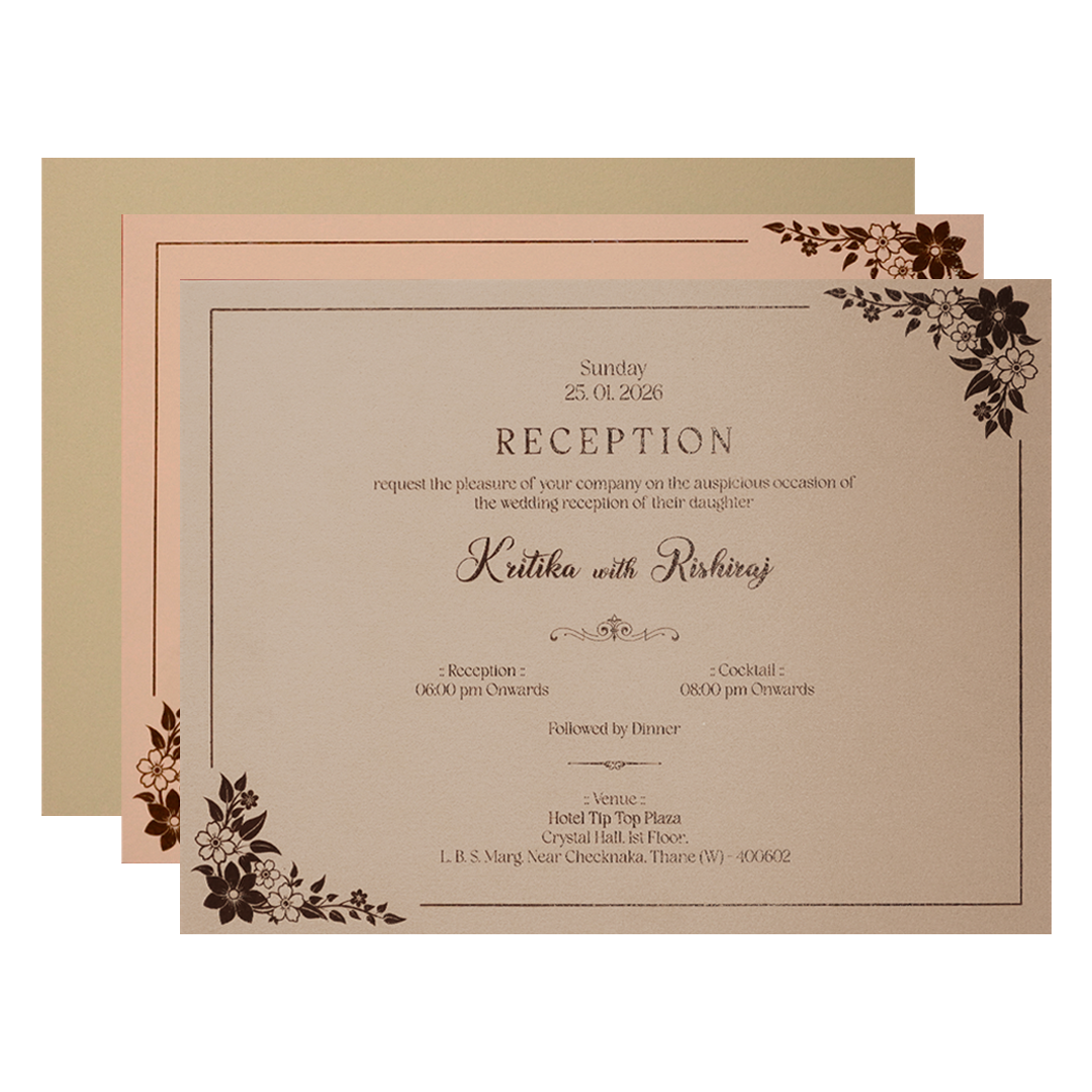 Pink Floral Padded Wedding Card-KSI64260
