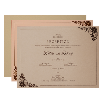Pink Floral Padded Wedding Card-KSI64260