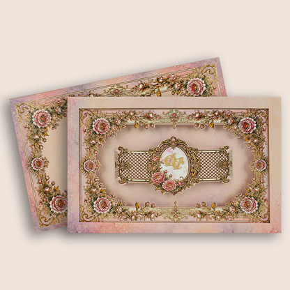 Pink Floral Laser Cut Padded Invitation Card - KPR026150