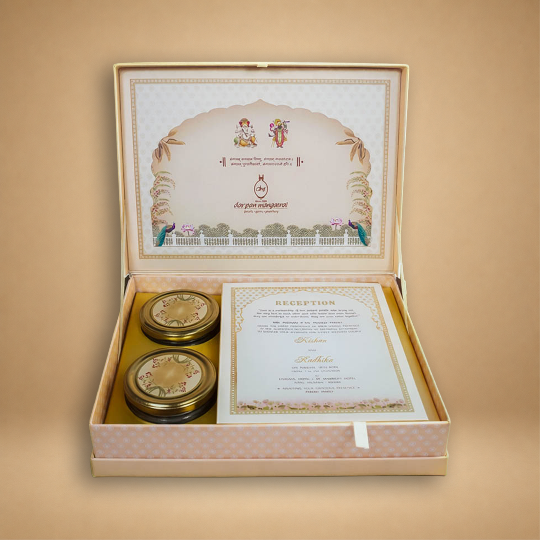 Pink Radha Krishna Wedding Invitation Box-KMMEX8340