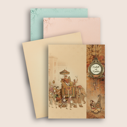 Sandal Royal Baraat Door Style Wedding Card - KAA05070