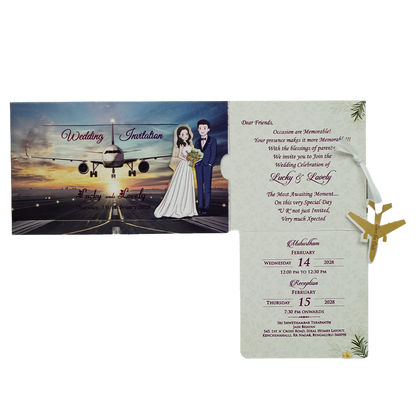 Blue Bride Groom Slide Invitation Card-KNKRL001