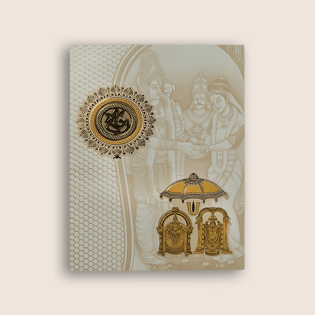 White Balaji Padmavathi Invitation Card - KNCWP455