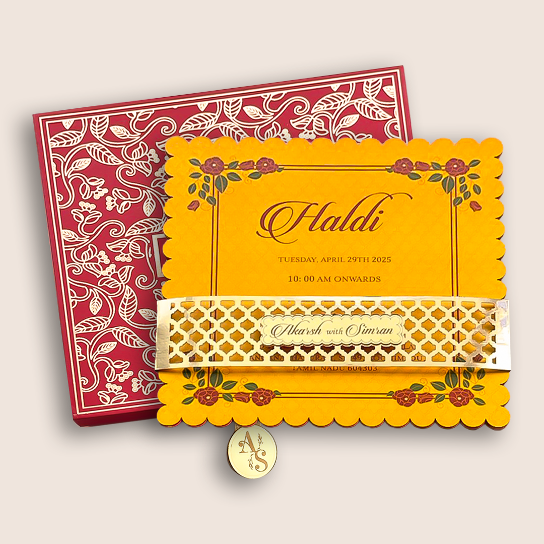 Maroon Premium Floral Luxury Invitation Box - KNLW202557