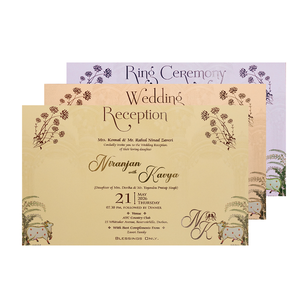 Pink Palace Padded Wedding Invitation Card - KSH72070