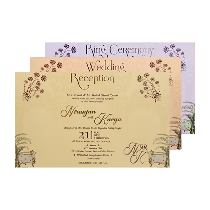 Pink Palace Padded Wedding Invitation Card - KSH72070