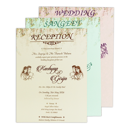 Green Floral Elephant Procession Wedding Card-KSH72440
