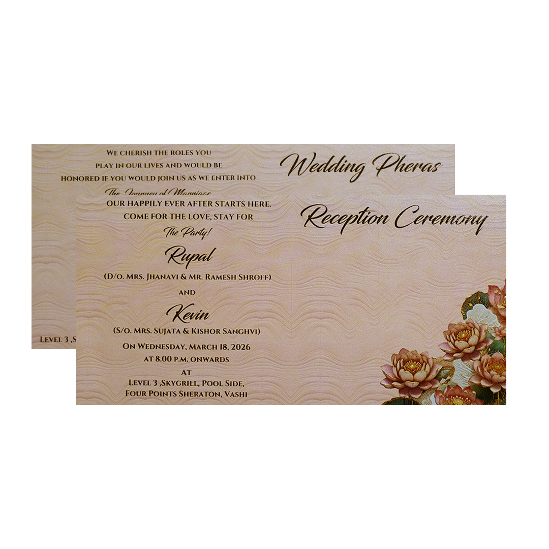 Embossed Lotus Floral Wedding Card-KPR06540
