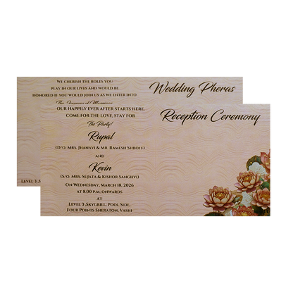Embossed Lotus Floral Wedding Card-KPR06540