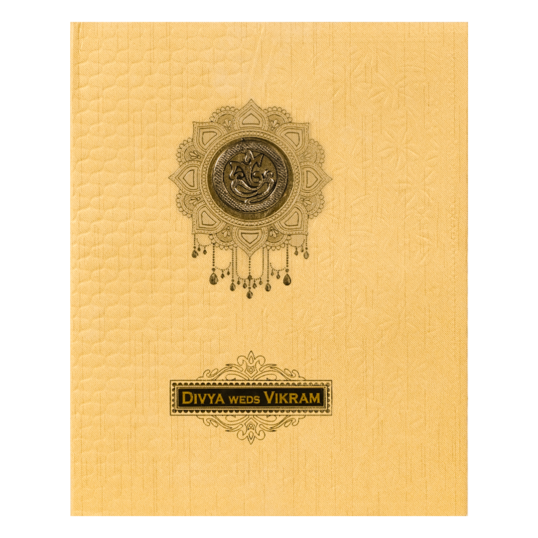 Gold Embossed Floral Padded Wedding Card-KNM9308G