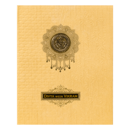 Gold Embossed Floral Padded Wedding Card-KNM9308G