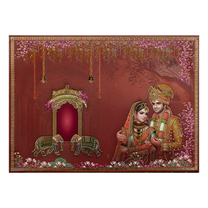 Royal Indian Palace Padded Wedding Card-KRE28000