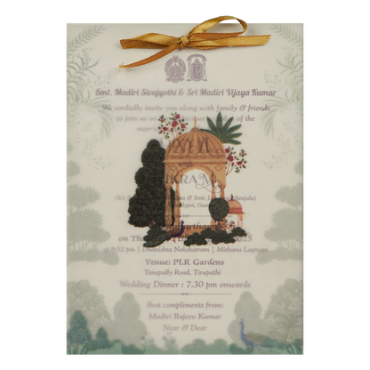 Cream Ornate Pavilion Wedding Card-KNCY6608C