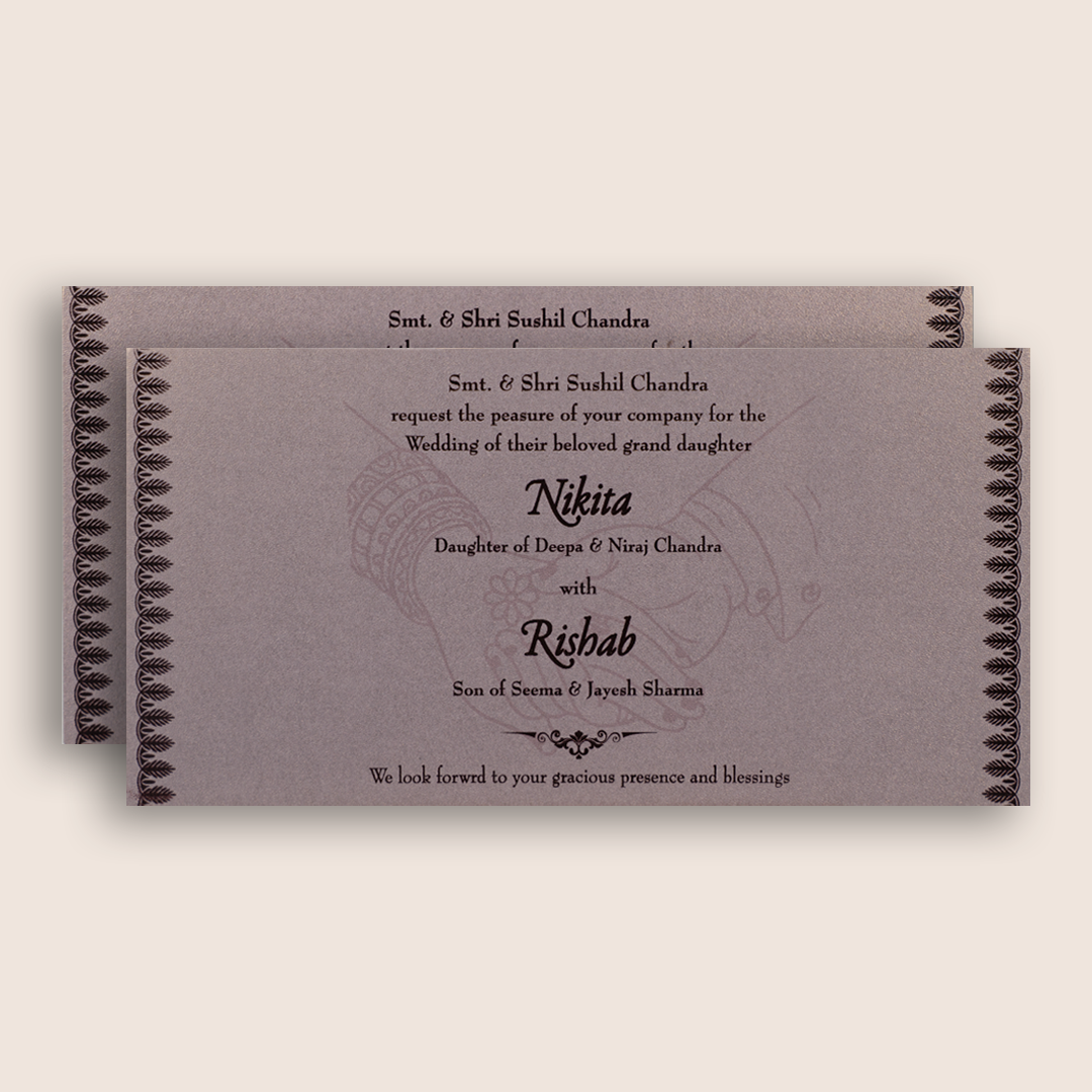 Classic Brown Handmade Paper Invitation Card - KPR07450