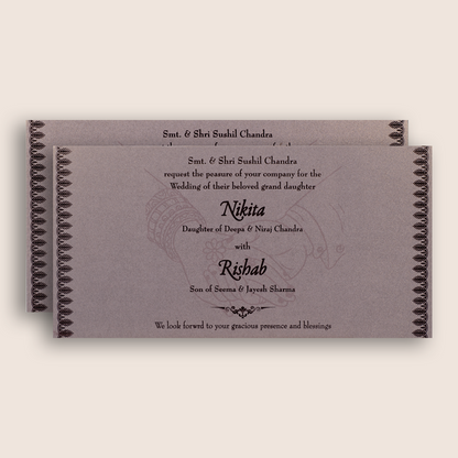 Classic Brown Handmade Paper Invitation Card - KPR07450