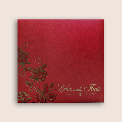 Red Floral Door Style Wedding Card - KPR06230