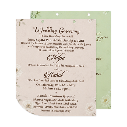 Grey Laser Cut Floral Wedding Card-KRE27280