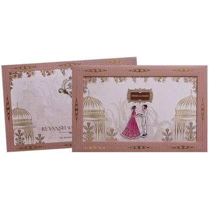 Royal Pink Couple Padded Wedding Card - KVN07690